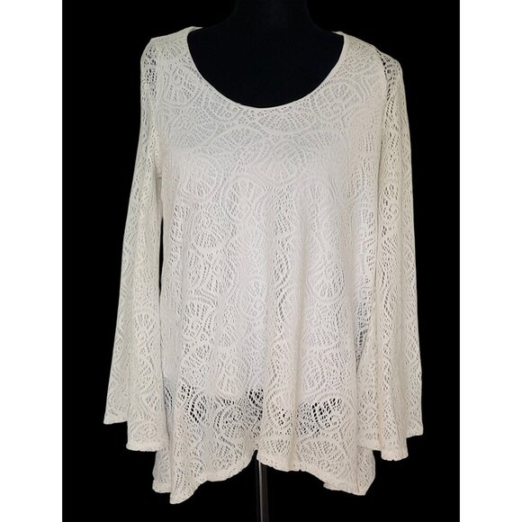Slinky Brand Mèdium Boho Lace Floral Beach Casual Flared Sleeve Summer Blouse - Picture 1 of 6